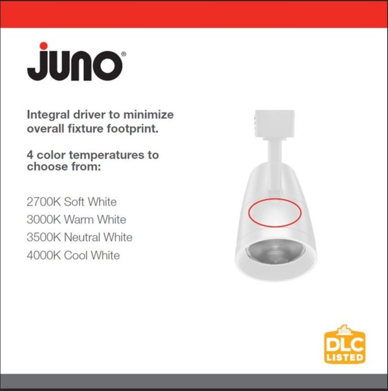 Juno Lighting R600L G2 2700K 80CRI PDIM FL WH Dimmable 9.5W LED Trac Head, 50W Equivalent, White, Regular Flood Gen 2 - Image 3